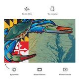 Maryland Blue Crab and Map, Large Flag, 56 x 34.5" with 2 grommets