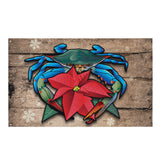 Coastal Blue Crab Poinsettia Holiday, Large Flag, 56 x 34.5" with 2 grommets