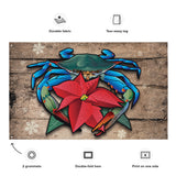 Coastal Blue Crab Poinsettia Holiday, Large Flag, 56 x 34.5" with 2 grommets