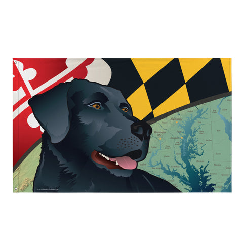 Maryland Black Lab, Large Flag, 56 x 34.5" with 2 grommets