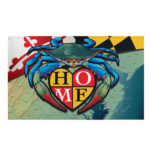 Maryland Blue Crab "Home", Large Flag, 56 x 34.5" with 2 grommets