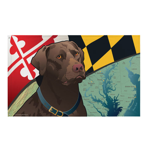 Maryland Chocolate Lab, Large Flag, 56 x 34.5" with 2 grommets