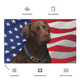 USA Chocolate Lab, Large Flag, 56 x 34.5" with 2 grommets