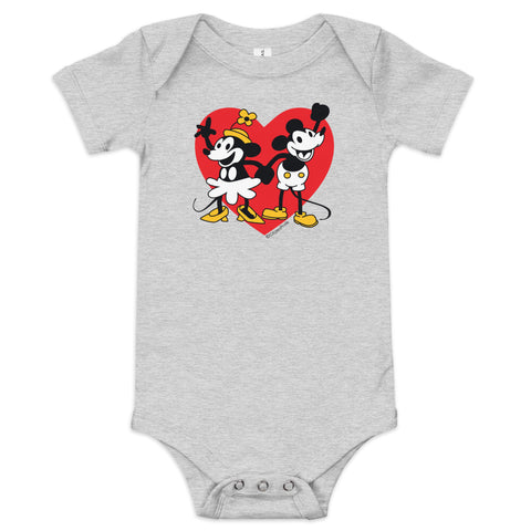 Steamboat Willie in Love with Heart, Baby short sleeve one piece