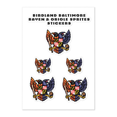 Birdland Baltimore Raven & Oriole Maryland SPRITES!, Bubble-free Stickers sheet