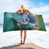 Coastal Blue Heron of the Chesapeake Towel by Joe Barsin, vertical 30x60"