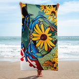 Maryland Blue Crab Black-Eyed Susan Towel by Joe Barsin, 30x60"