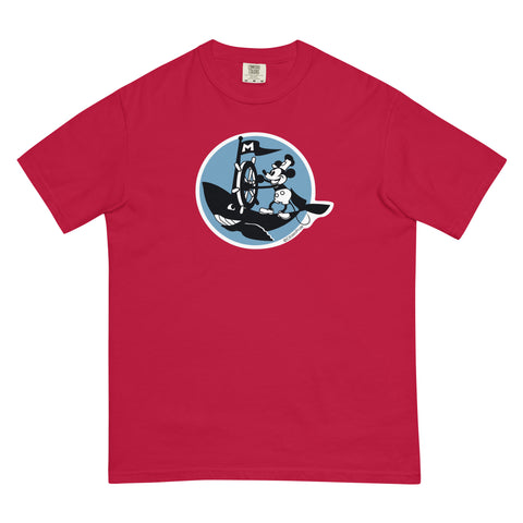 Steamboat Willie Sailing a Whale, Unisex garment-dyed heavyweight t-shirt