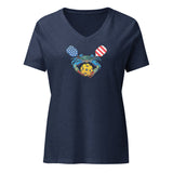 US PickleBall Crab Crest, Women’s relaxed v-neck t-shirt