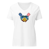 US PickleBall Crab Crest, Women’s relaxed v-neck t-shirt