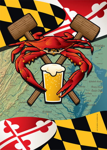 Maryland Crab Feast Large House Flag by Joe Barsin, 28x40