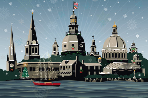 Snowy Annapolis Holiday Art Print by Joe Barsin, 16x12