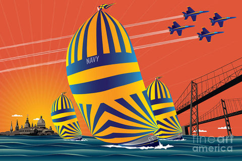 USNA Sunset Sail - Art Print