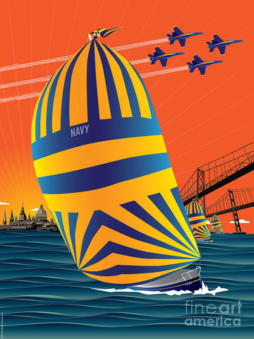 USNA Sunset Sail - Art Print