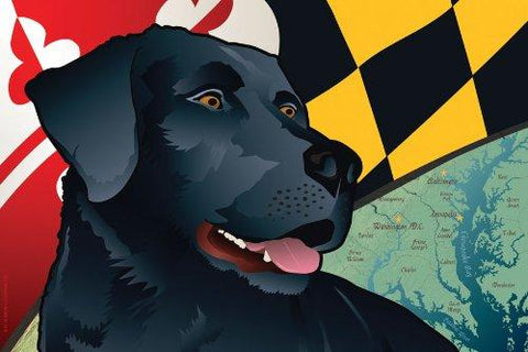 Maryland Black Lab Art Print by Joe Barsin, 16x12