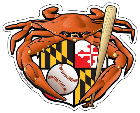 Oriole Baseball Crab Maryland Crest Sticker, 5x4