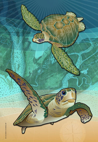 Coastal Sea Turtle of the Atlantic House Flag by Joe Barsin, 28x40