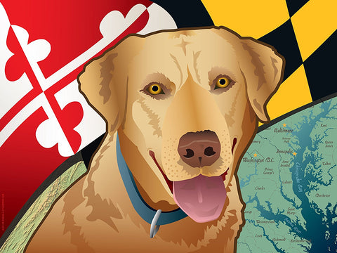 Maryland Yellow Lab Art Print by Joe Barsin, 16x12