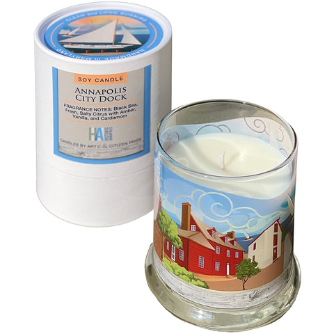 Luxury Soy Candle, Annapolis City Dock Fragrance, Hand Poured/Hand Labeled, Housed in Decorative Gift Packaging.