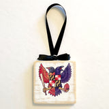 Birdland Maryland Crest, Wooden 3x3" Holiday Ornament with Satin Ribbon