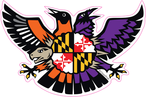 Maryland Birdland Terrapin Crest, Large Decal, die cut vinyl, 12" to 24" wide