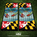 Maryland Blue Crab Wood Cornhole Boards & Vinyl Skin Wraps, 24x48"