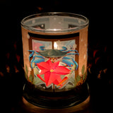 Candle Holder, Blue Crab Poinsettia, with 2 Tealight Candles