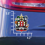 Boston Sports Fan Crest, sticker decal die cut vinyl, 4.2x5.5"