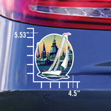 Schooner Woodwind: Chesapeake Bound Die Cut Sticker, 4.5x5.5 size chart