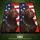 USA Chocolate Lab Cornhole Boards & Vinyl Skin Wraps, 24x48"