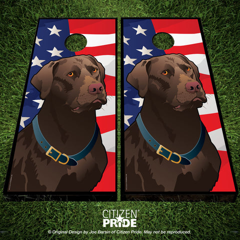 USA Chocolate Lab Cornhole Boards & Vinyl Skin Wraps, 24x48"