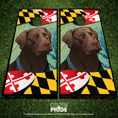 Maryland Chocolate Lab Cornhole Boards & Vinyl Skin Wraps, 24x48"