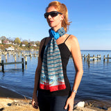 Coastal Crab, Fashion Chiffon Scarf, BLUE