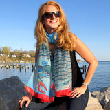 Coastal Crab, Fashion Chiffon Scarf, BLUE