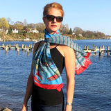 Coastal Crab, Fashion Chiffon Scarf, BLUE