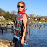 Coastal Crab, Fashion Chiffon Scarf, RED