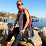 Coastal Crab, Fashion Chiffon Scarf, RED