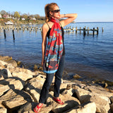 Coastal Crab, Fashion Chiffon Scarf, RED