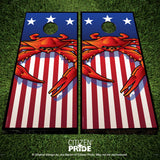 USA Steamed Blue Crab Cornhole Boards & Vinyl Skin Wraps, 24x48"