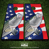 USA Striped Bass Cornhole Boards & Vinyl Skin Wraps, 24x48"