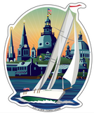 Schooner Woodwind: Chesapeake Bound Die Cut Sticker, 4.5x5.5 by Joe Barsin