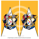 Pittsburgh Sports Fan Crest Cornhole Board Vinyl Skin Wraps, 24x48"