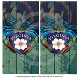 Blue Crab Virginia Dogwood Crest Cornhole Boards Vinyl Skin Wraps, 24x48"