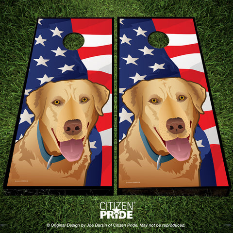 USA Yellow Lab Cornhole Board Vinyl Skin Wraps, 24x48"