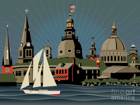 Annapolis Steeples and Cupolas Skyline - Art Print