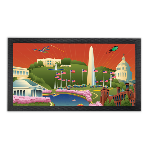 Washington DC: Springtime, Bar Runner Mat, Rubber Base, 18 x 10”