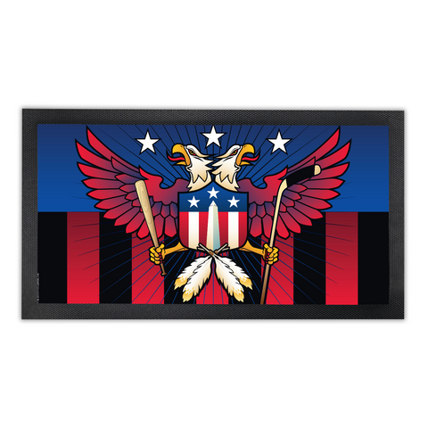 Washington Double Eagle Sports Crest, Bar Runner Mat, Rubber Base, 18 x 10”