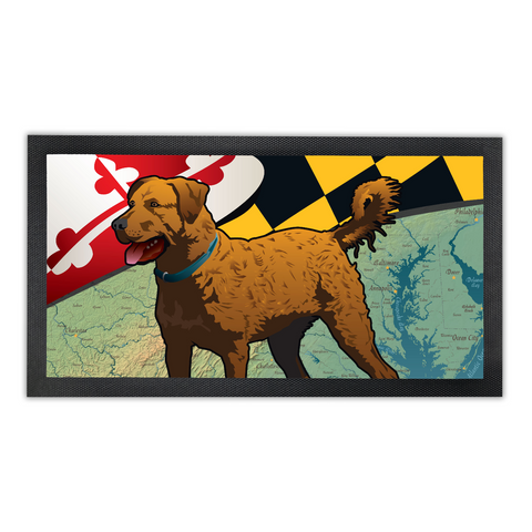 Maryland Chessie, Bar Runner Mat, Rubber Base, 18 x 10”