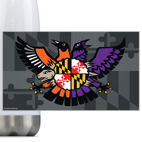 Maryland Birdland Terp Crest w/ MD Dark, Steel Slim Neck Bottle 18oz