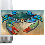 Coastal Blue Crab, Steel Slim Neck Bottle 18oz